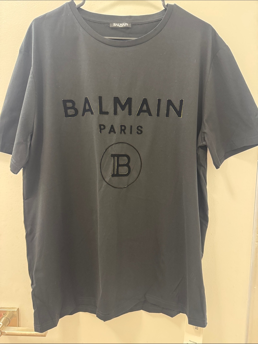 Balmain Men's Black Logo Short Sleeve Tee